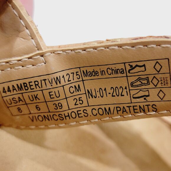 Vionic Rest Amber Sandals Womens Size 8 Gold Cork Back Strap Flats Slingback Tan - Picture 10 of 12